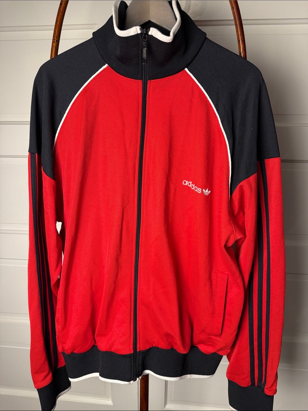 Vintage Adidas Trefoil Track Jacket Red Black Heavyweight Full Zip Men’s 2XL